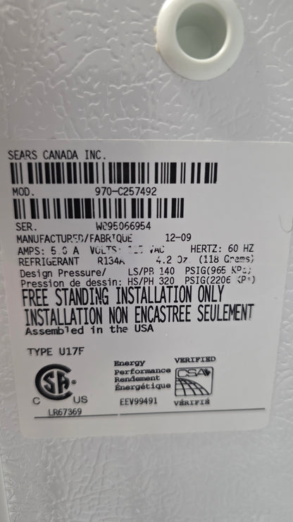 Kenmore 33" Black Upright Freezer 970-C257492