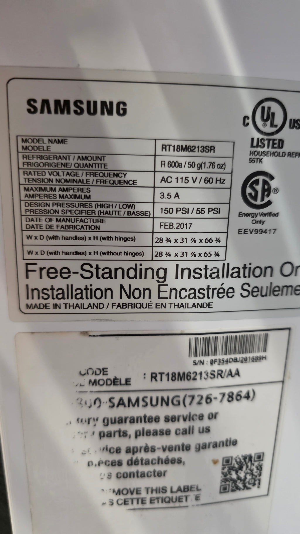 Samsung 28.5" Top Freezer Fridge RT18M6213SR